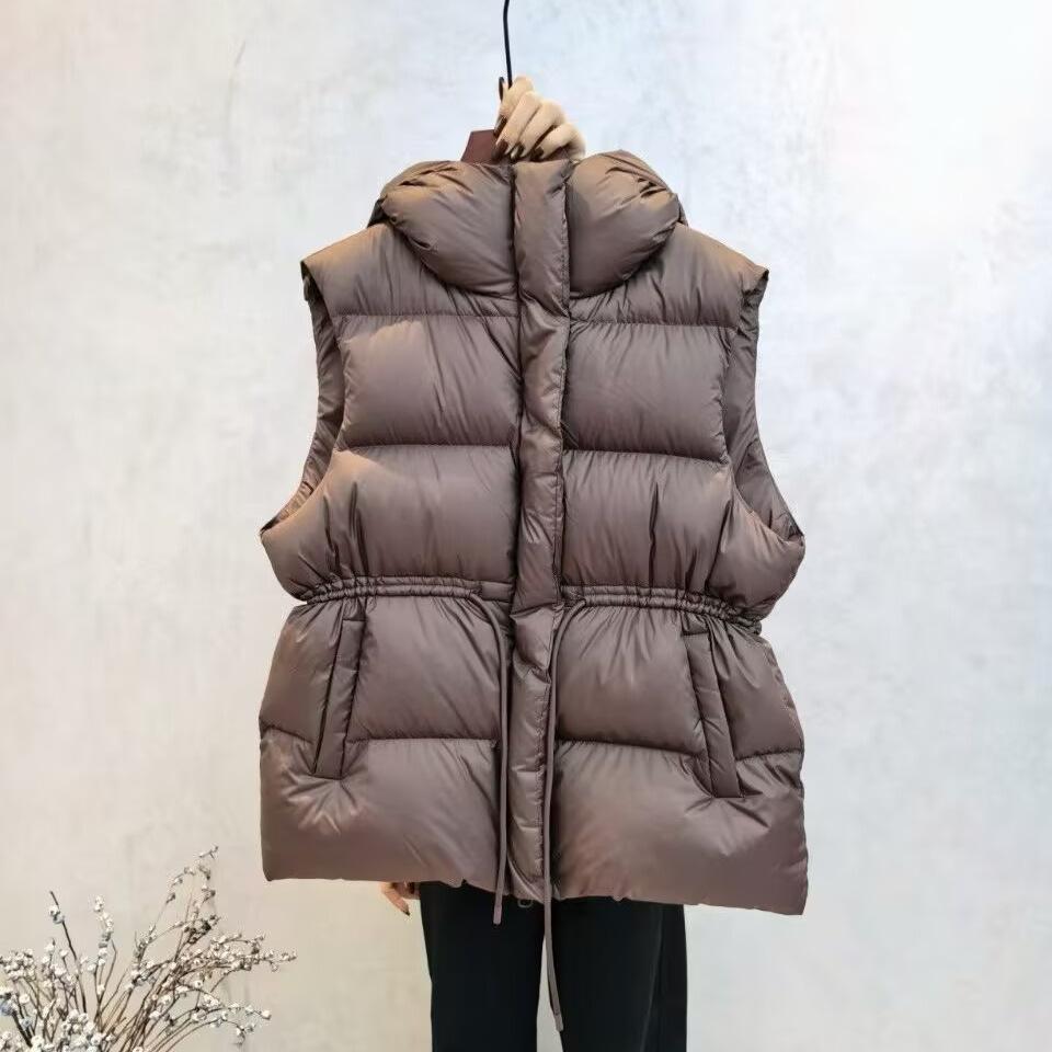 Down cotton vest women's waist large size small man hooded sleeveless vest cotton vest vest jacket
