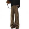 Men's Retro Wide Leg Cargo Pants - American Style, Brown, Loose Fit, for Spring, Autumn, and Winter.