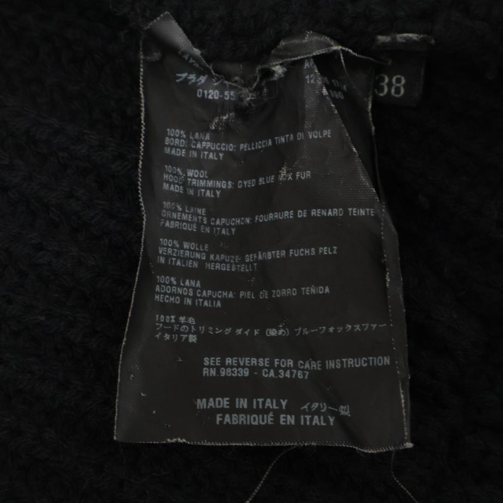 PRADA SPORT 125238 S90 06 Year Black Black Fox Fur Knit Parka tops 38 NavyUsed