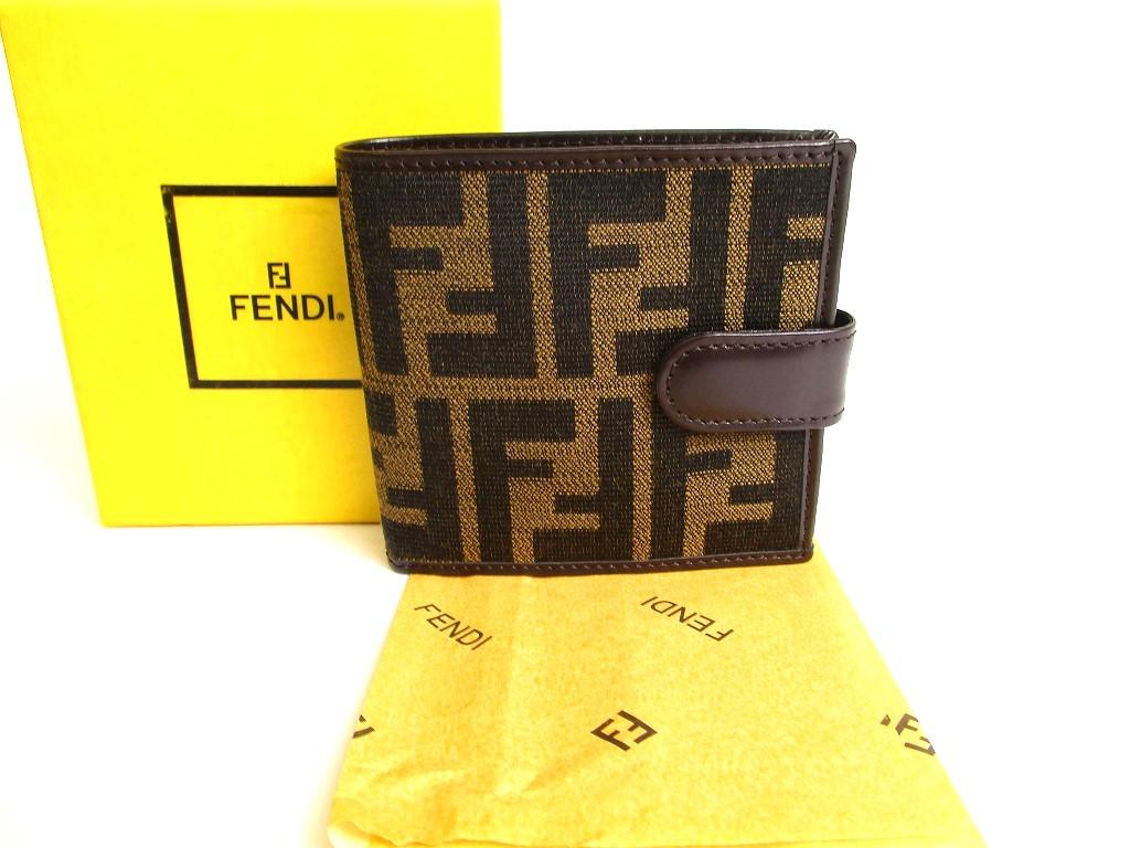

Authentic FENDI Zucca Dark Brown Canvas Leather Bifold Wallet Compact Wallet #9777 Refurbished