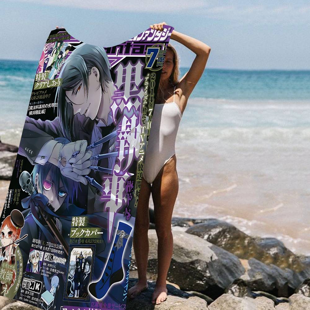 Japanese Anime Black Butler Beach Towel Colorful Bath Towels For Girl Microfiber Quick Dry Sand Free Beach Yoga Spa Gym