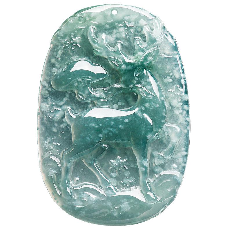 Natural A-Grade Blue Jade Deer Pendant - Auspicious Spirit Design, Unisex Jade Ware