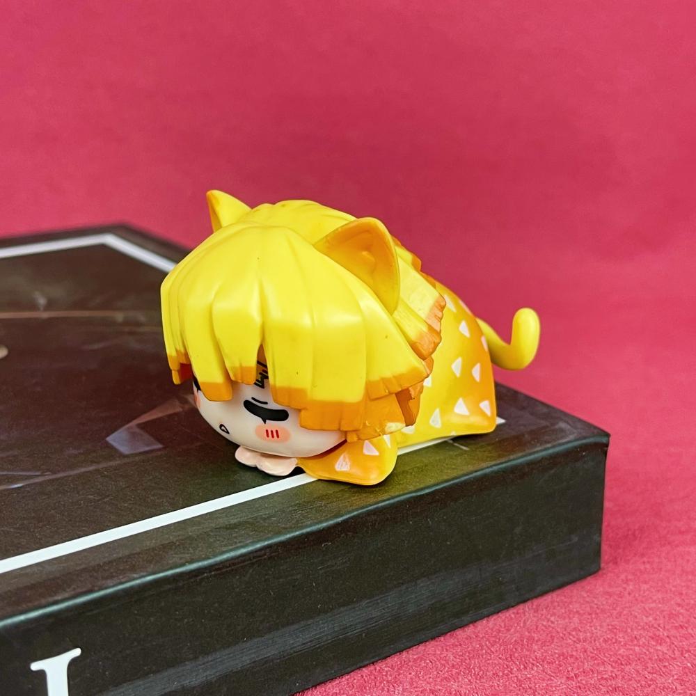 6pcs Cute Cat Demon Slayer Figure Kawaii Action Figurine Sleeping Kimetsu No Yaiba Anime House Decoration Desk Accessories Gift Poseable Articulated