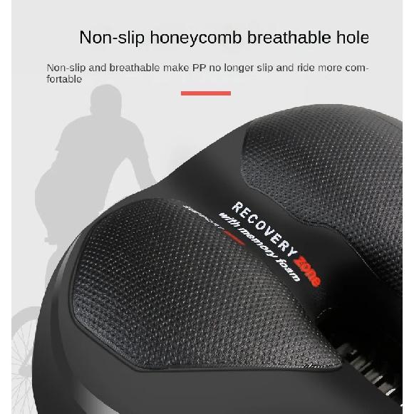 Hollow Breathable Bicycle Saddle Men Women MTB Road Bike Saddle Shock Absorbing Comfortable Big Butt Bike Seat Safety Warning
