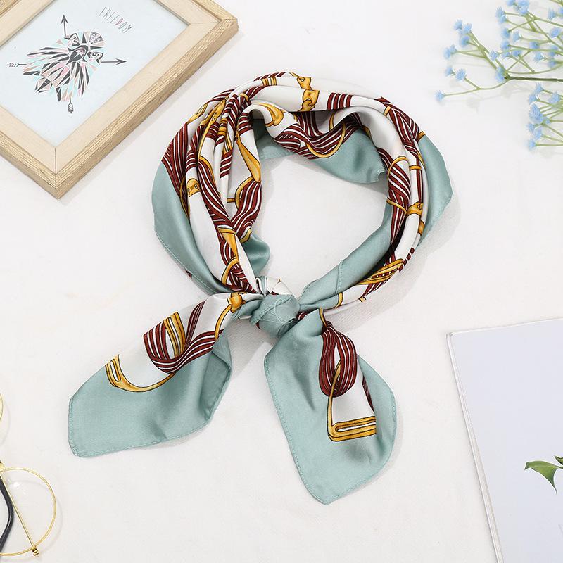 Retro Print Imitation Silk Neck Scarf for Women - Versatile High-End Neck Protector