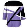 Maglione da donna alla moda casual con maniche a tre quarti e scollo a V stampato, manica 4/3
