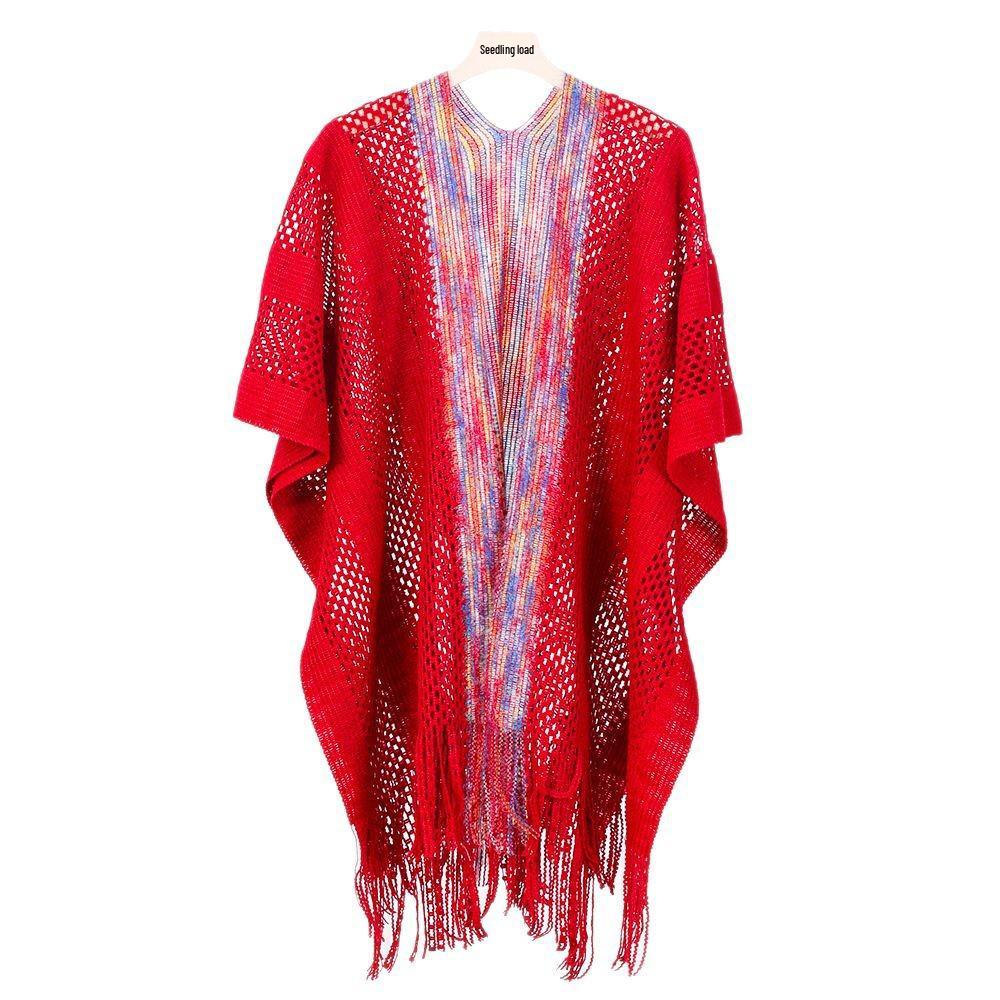 2025 Spring Slimming Knit Tassel Cardigan Shawl - Versatile, Stylish, Age-Reducing, Travel Photography-Ready