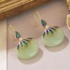 Trendy Chinese-Style Zircon Enamel Earrings for Women — Versatile High-End Summer Ear Hooks