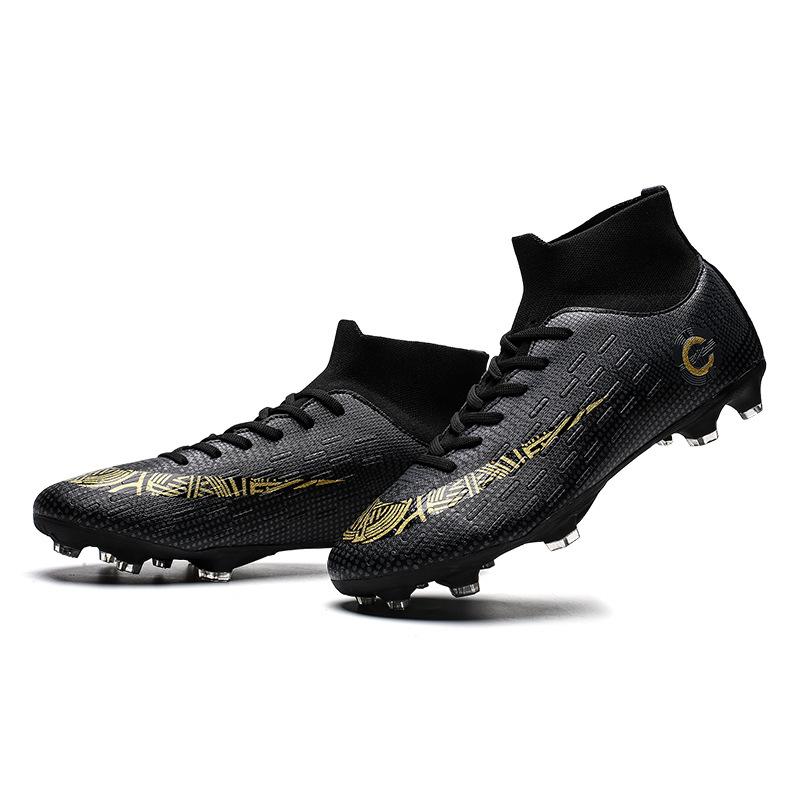 Football Shoes Large Size High Top Men'S Children'S Broken Nail Shoes Leather Surface Long Nail Glue Large Size Youth Sports Shoes