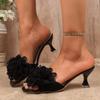 Flower Women Square Toe Slippers Designer Elegant Summer Shoes 2025 New Slingback Sandals Classical Dress Pumps Fashion Zapatos