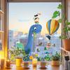 Dinosaur Hot Air Balloon Window Sticker for Balcony Bedroom Kindergarten Glass Home Decoration Self-Adhesive