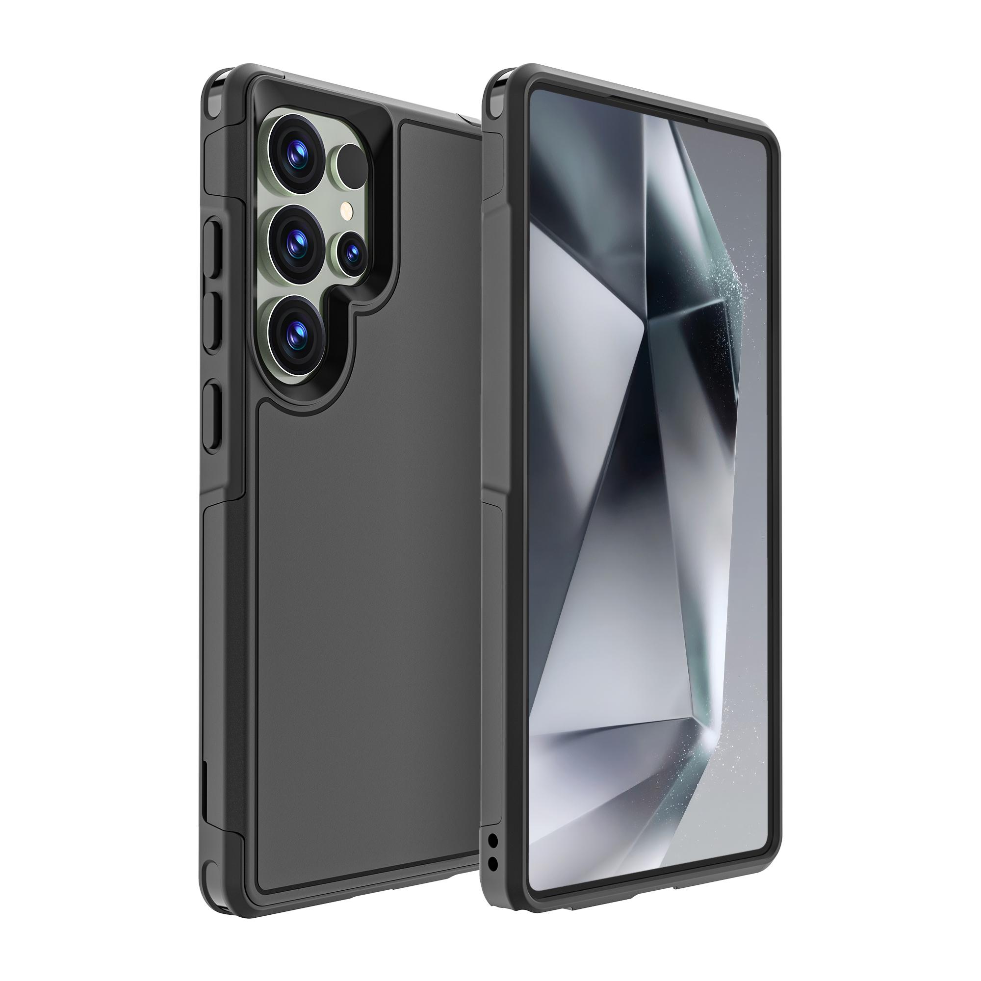 

2 in 1 Rugged Cover Plain Black Case for Samsung Galaxy S26 Ultra S25 FE S24 S23 Plus S22 A17 A56 A16 A36 A55 A35 A15 Phone Bag Galaxy S24+ чорний