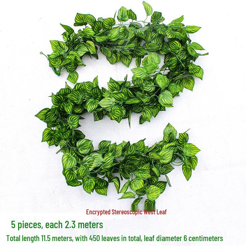 Efeutute Weinblätter Künstliche Deckenranke mit Rattan und Grünem Laub