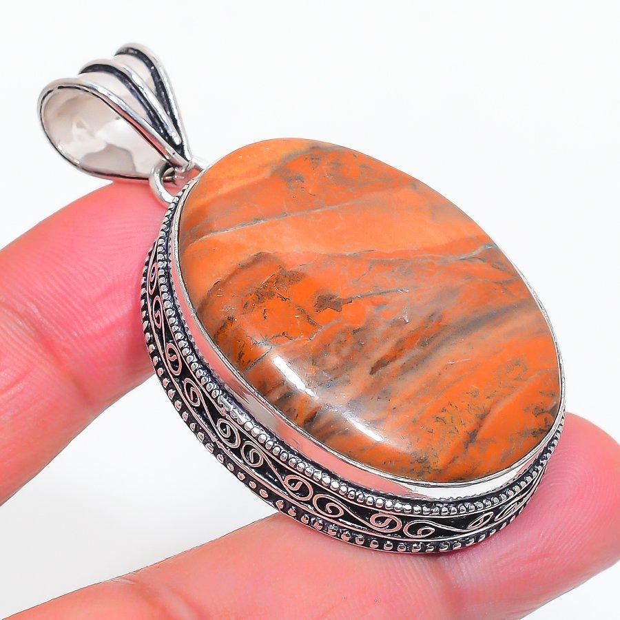 

Natural Red Snakeskin Gemstone 925 Sterling Silver Jewelry Pendant 2.17 q5W05