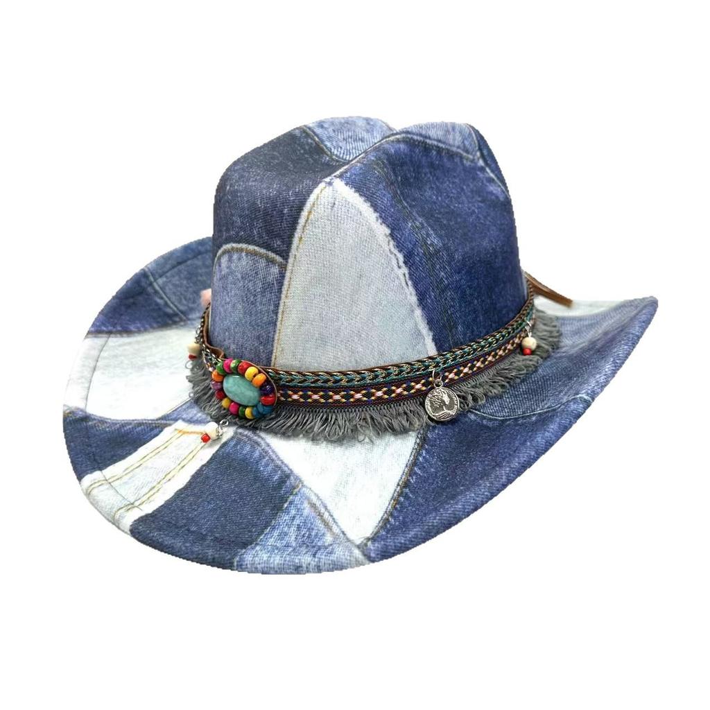 Mountaineering Top Hat Western Cowboy Hat Retro Retro Color Matching One-Word Jazz Hat