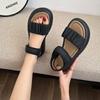 Fashion Muffin Thick-soled Velcro Cool Slippers Summer New Outer Wear Commuter Open-toe Word with Sandals Women