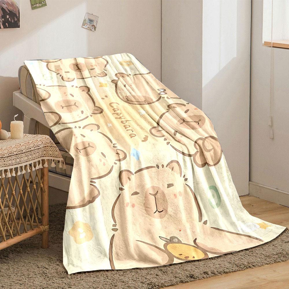 Cute Capybara Patterned Cozy Blanket bedroom Blanket for Livingroom Couch lunch break Soft throw for Friend's festival Gift