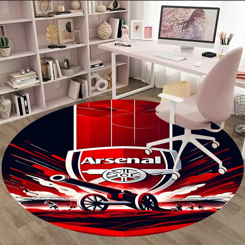 1pc A-Arsenal Carpet, Round Rug, Comfortable, Suitable for Entryways, Living Rooms, Office, And Bedrooms, Christmas Decoration