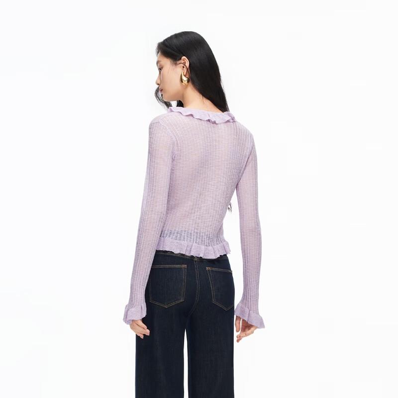 VEROMODA Women's V-Neck Bow Tie Ruffle Knit Top