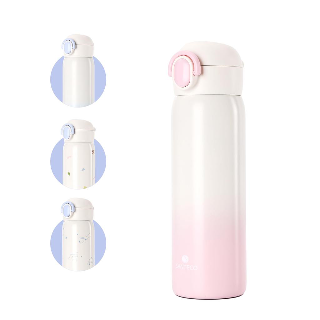 SANTECO Vacuum Insulated Portable with Direct Stainless Steel Keeps Drinks Hot or Cold for 12 Hours Mug, 480ml, Straw, Drinking, 2-Way, Lightweight,