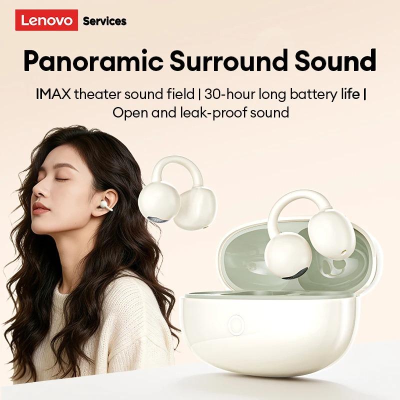 Original Lenovo RS108 Open Ear Bluetooth 6.0 Headset Clip On Wireless Earphones HiFi In-Ear Earbuds ENC Noise Canceling Headphones 30H Playtime