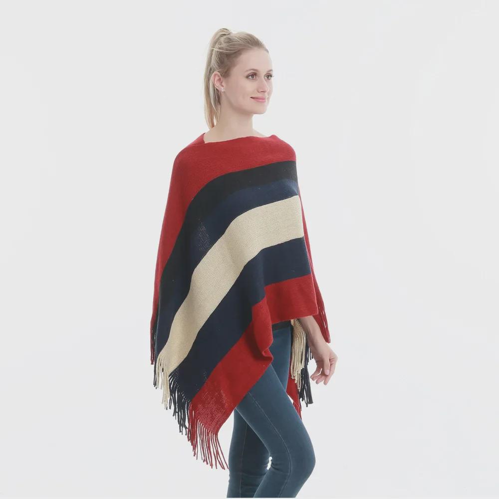 Nový jarní a podzimní pletený šál s střapci: Teplý, velký, volný top s kapucí