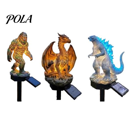 Solar Garden Statue Dragon Light, Outdoor Sasquatch Lamp, Fantasy Light Creature Sculpture, Pathway for Yard Lawn Decor Medieval Gothic Sculpture