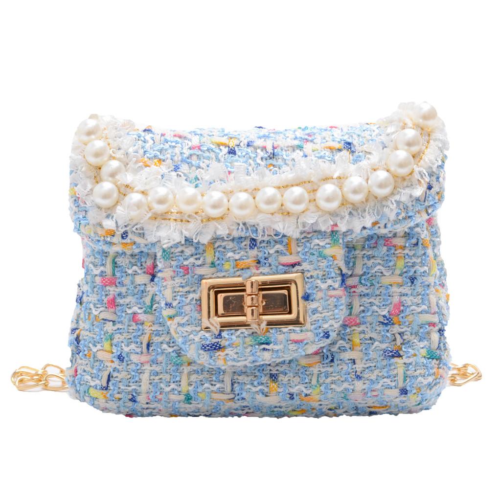

Stylish Mini Childrens Pearl Edge Crossbody Bag In Elegant Colors For Kids синий