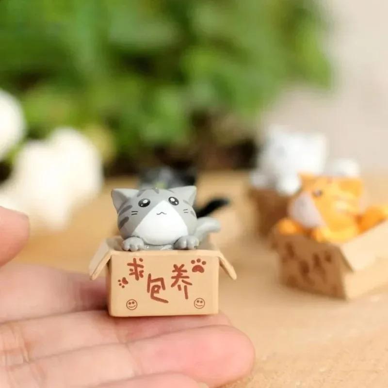 4pcs Creative Cartoon Mini Cat Accessories, Car Decoration Ornaments, DIY Miniature Landscape Plastic Garden Cat Statues