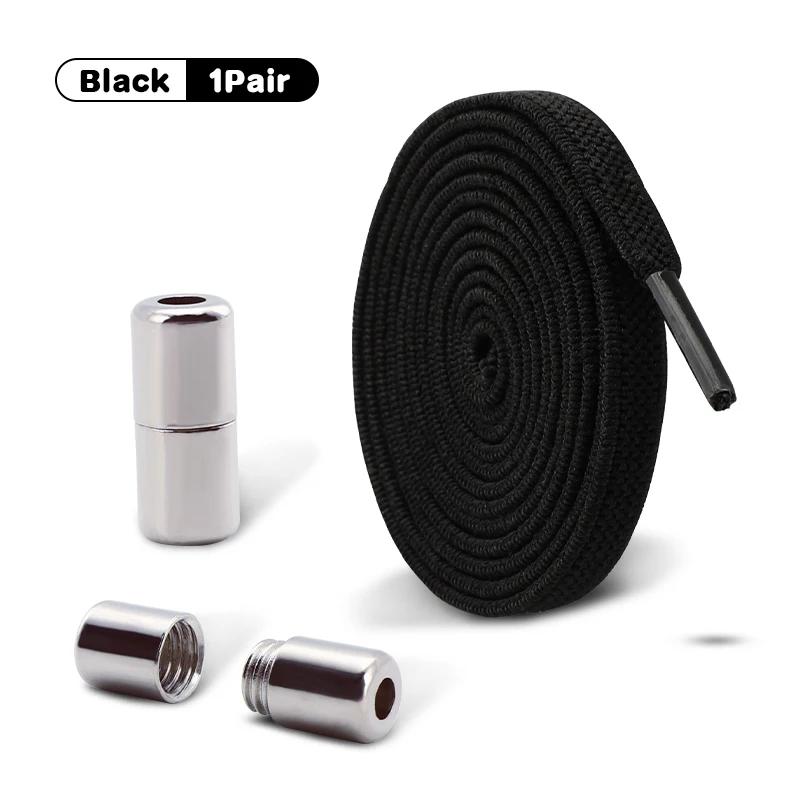 Capsule Lock Shoelaces Elastic Laces Sneakers No Tie Shoe Laces Without Ties Kids Adult 0.6cm Flat Shoelace for Shoes