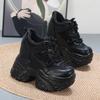 Fashion 14CM Air Mesh Synthetic Genuine Leather Platform Wedge Flats Women Vulcanize Hollow Summer Chunky Sneakers Shoes
