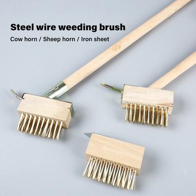 Moss Remover Wired Grout Cleaner Brush for Cleaning Deck Walkway Weed Scraper Wire Brush Grout Remover Hand Tool