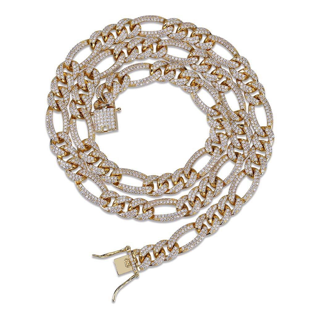 Hip-hop European American Style Figaro Necklace Zircon Iron Inlaid Zirconium Trendy Men's Bracelet Exclusively Cross-border