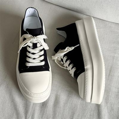 Youthful And Trendy Men's Casual Solid- Color Canvas Shoes With Lace -Up Thick-Soled Design Comfortable Urban Style Sports Shoes