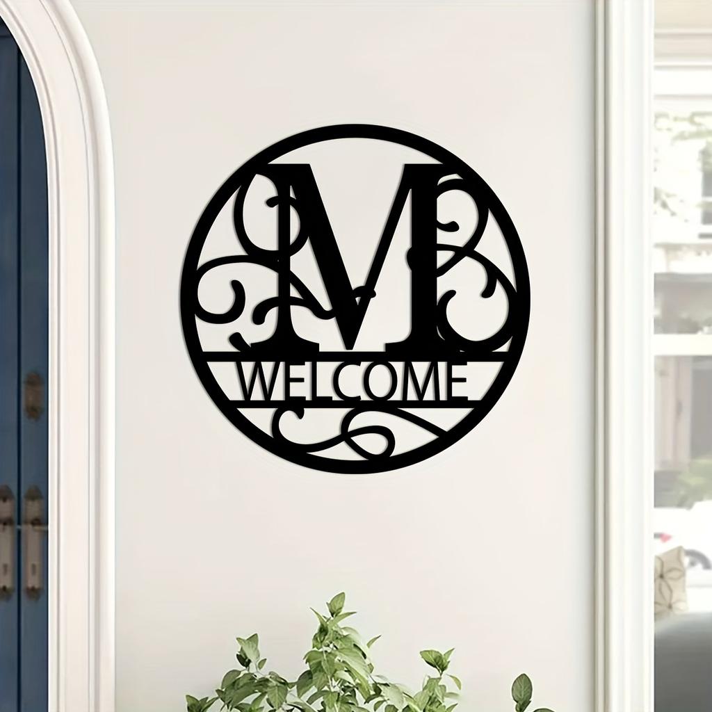 1pc Metal Letter Sign, Surname Family Name Plate for Outdoor Wall, Housewarming Halloween Christmas New Year Gift