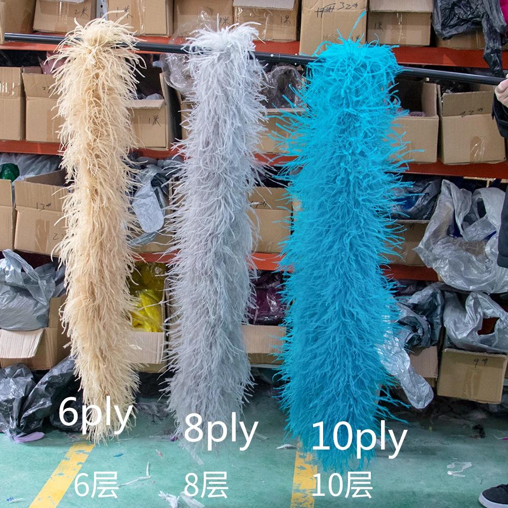 6/10 Layer Multicolor Ostrich Feather Boa 2Meters Fluffy Ostrich Plumes Shawl For Party Lady Dress Clothing Diy Decoration Scarf