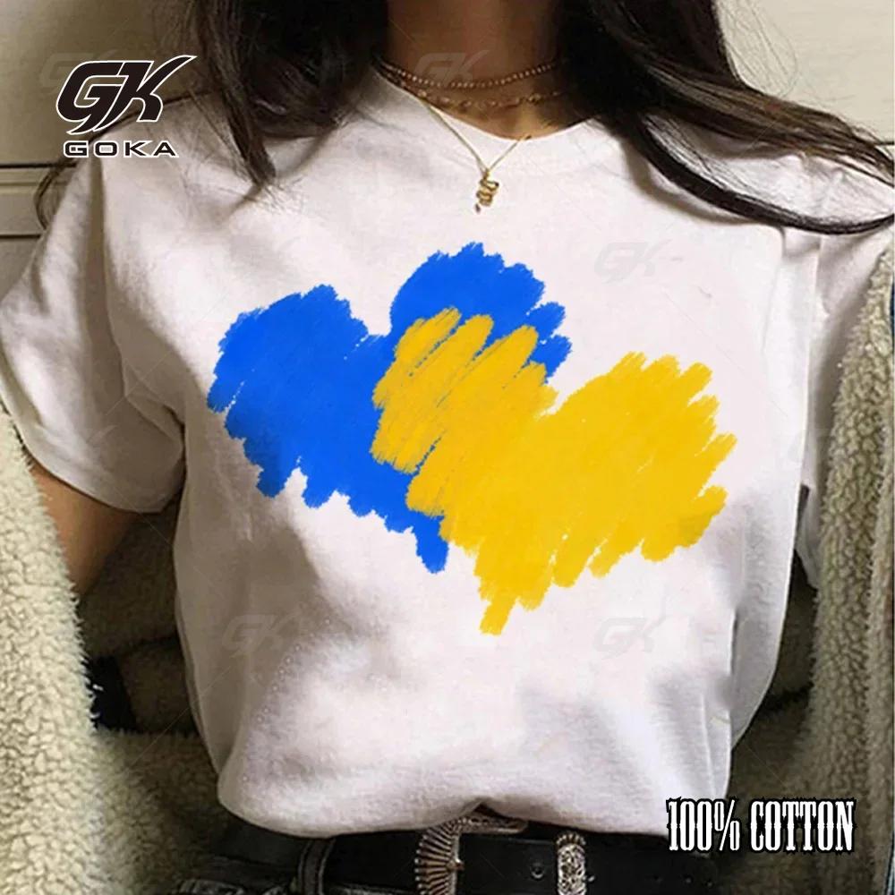 

Ukrainian Flag Element Printed T-shirt Women s Pattern Cotton Japanese Summer Top Tees Girls Japanese Manga Funny T-shirt 4XL