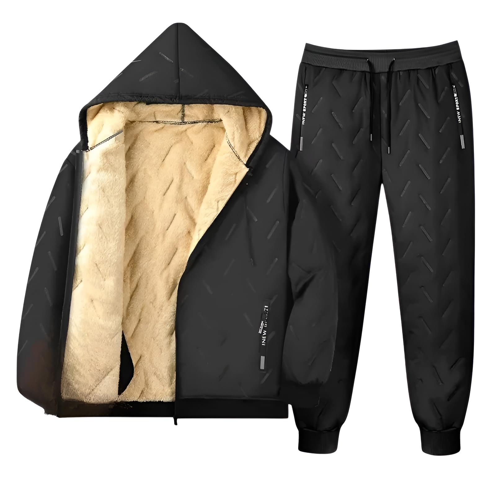 Унисекс зимний флисовый комплект Caividom. Теплый, плотный комплект (верх и низ). Теплый комплект (верх и низ) большого размера. Подходит для повседневной и спортивной одежды. Удобно для е