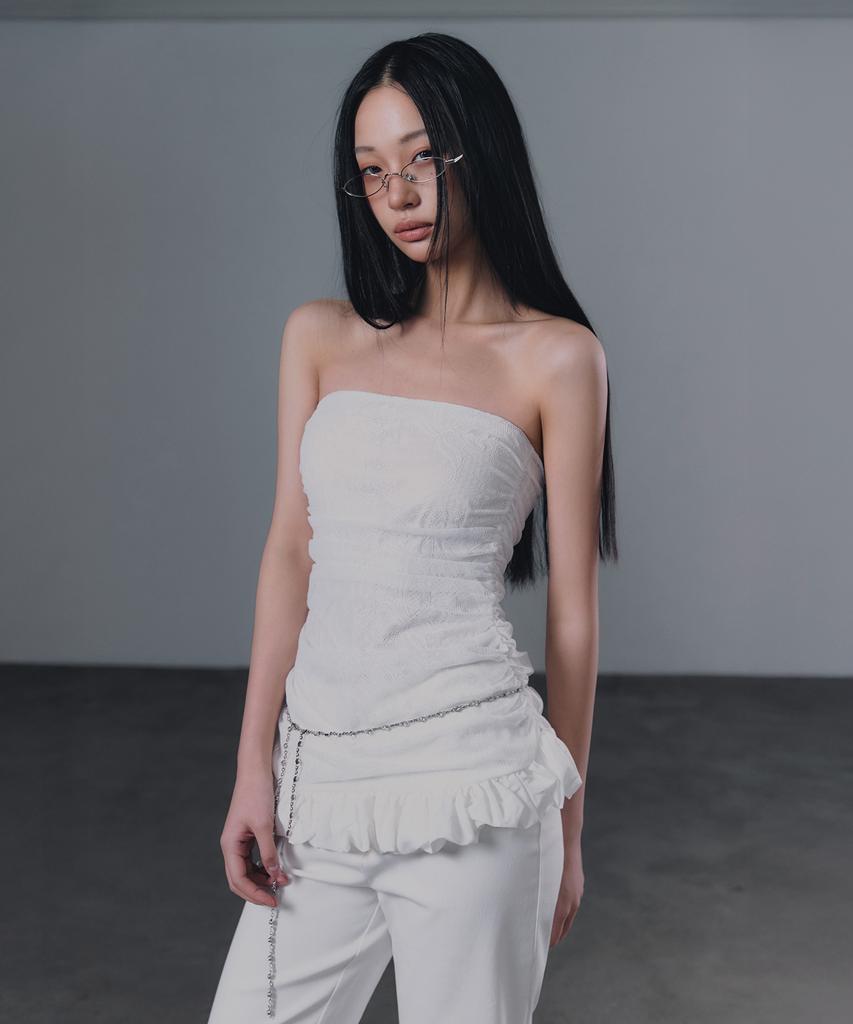 Geulouhaideu Nella Lace Shirring Frill Top