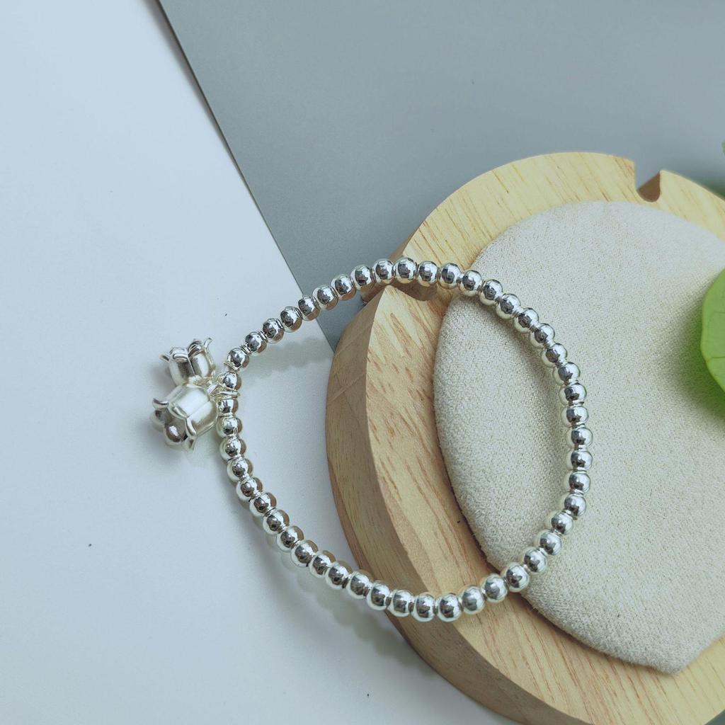 Orchid Niche Silver Bell Beaded Bracelet - Versatile, Handmade, Fashionable, Simple Design