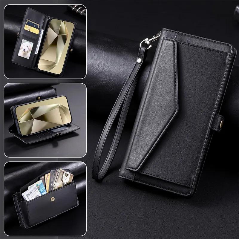 Crossbody Flip Leather Case For Google Pixel 10 9A 9 8 8A 7 6 Pro XL With Long Lanyard Wallet Card Phone Cover Coque Etui