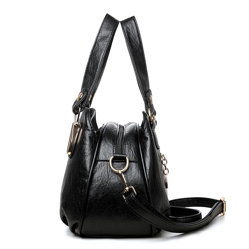 Vintage Soft Leather Handbag Women's Commuter Multi-Layer Large Capacity Shoulder Crossbody Bag