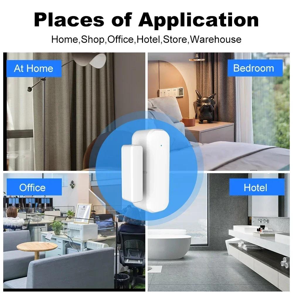 Tuya ZigBee Smart Door Window Sensor Open Closed Detector Wireless Magnetic Alarm Smart Home Automation Works with Alexa Google