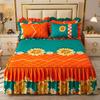3pcs Bed Skirt Set Solid Color Quilted Thickened Lace Decoration Includes 1 Bed Skirt + 2 Pillowcases Suitable for Home And Hotel