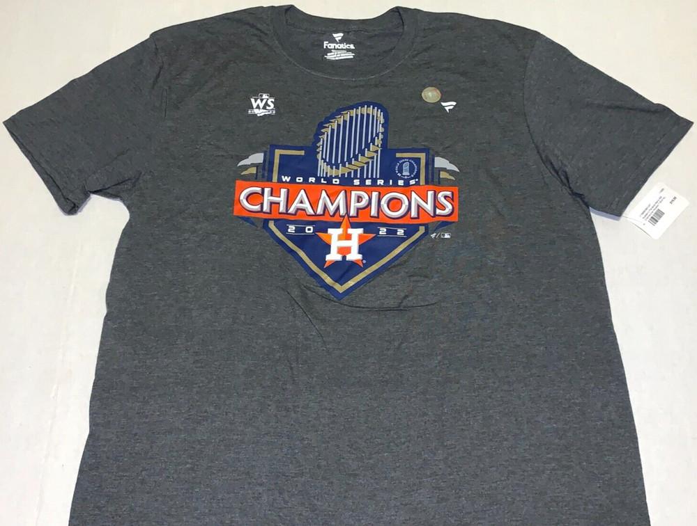 Houston Astros 2022 World Series Champs MLB Baseball Trophy T-Shirt New! NWT XL Unisex T-Shirt M
