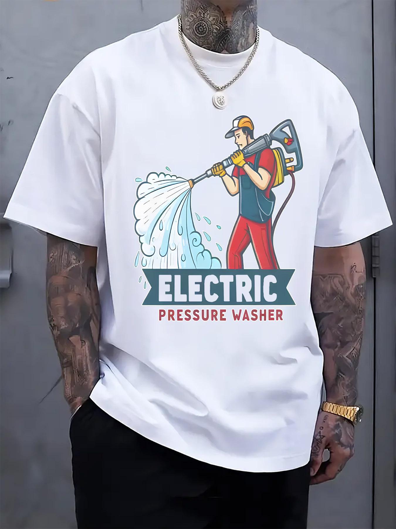

Electric Pressure Washer Graphic T-shirt - Casual Crew Neck L