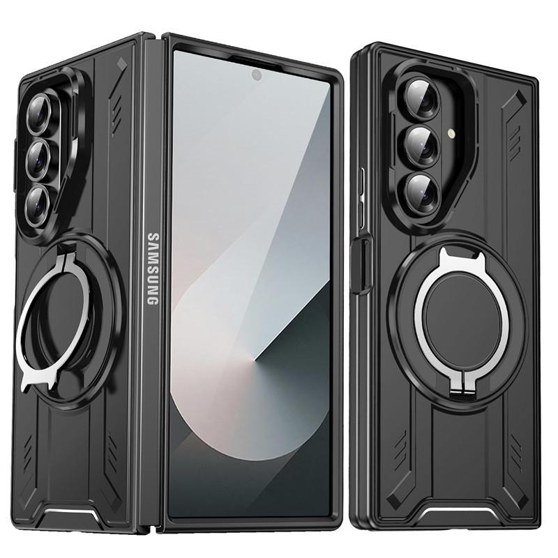Applicable To Samsung Z Fold 7 Lingsheng Folding Anti-drop Mobile Phone Case Z Filp 7 Magnetic Rotary Bracket Protective Case