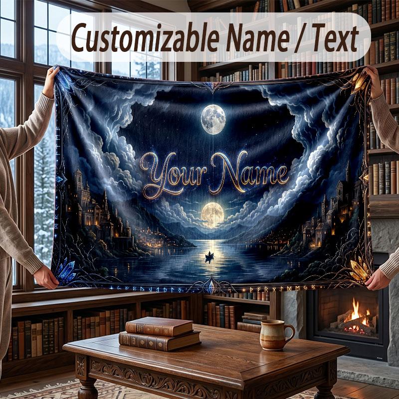 Abstract Personalized Theme Throw Blanket Custom Name Text Personalized Blanket Soft Cozy Blanket for Home Sofa Bed