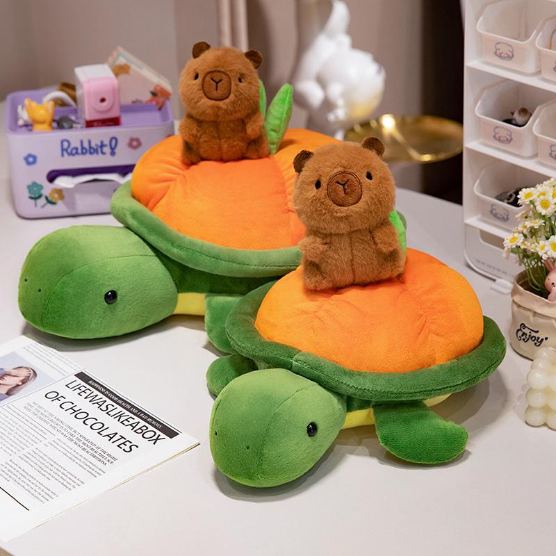 Non-Toxic New Arrival Kawaii Creative Tortoise Backpack Plush Doll Trutle With Capybara Toy Soft Decor For Children And Children Birthday Gift