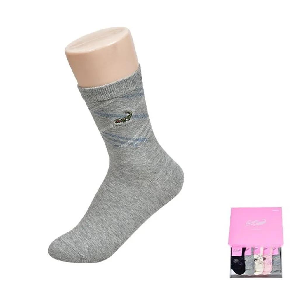 Crocodile Embroidered Ankle Check Fashion Ladies Mid-Calf Socks 0042sl 24cm